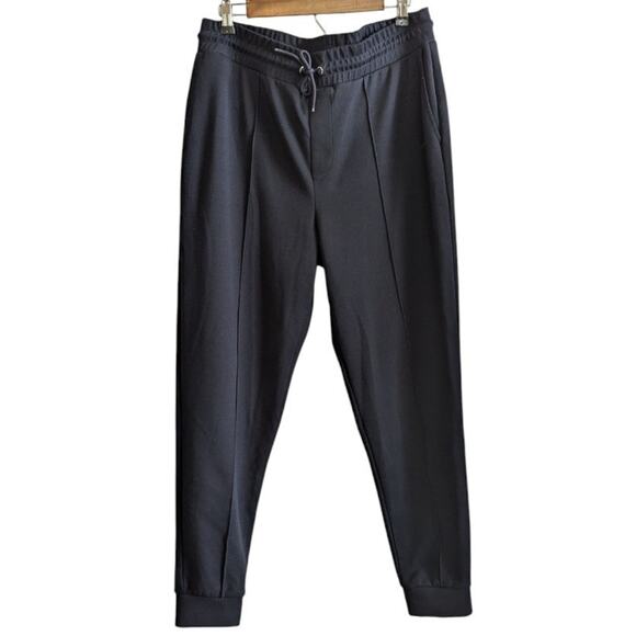 REISS Mens Premier Interlock Jersey Drawstring Joggers in Black, Size Large - Picture 2 of 9